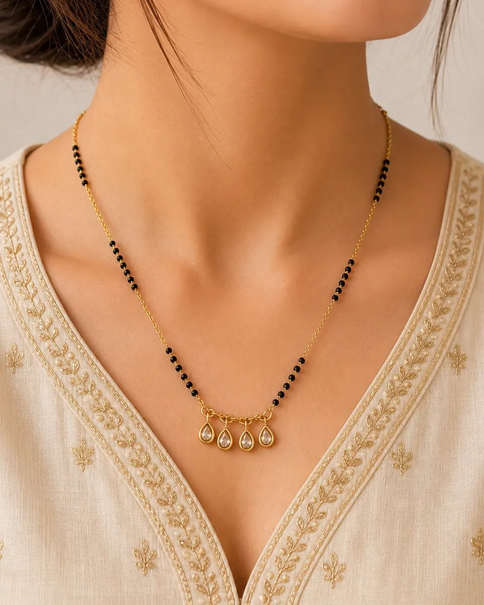 Buy 1 Get 1 Free - Golden Teardrop Charm Mangalsutra