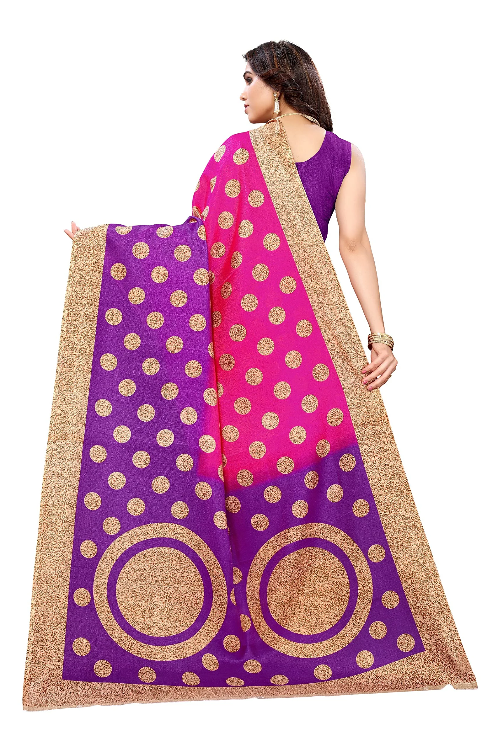 Tarshika Women's Art Silk Printed Saree With Blouse Piece(KORA PINK_Free Size) - image 3