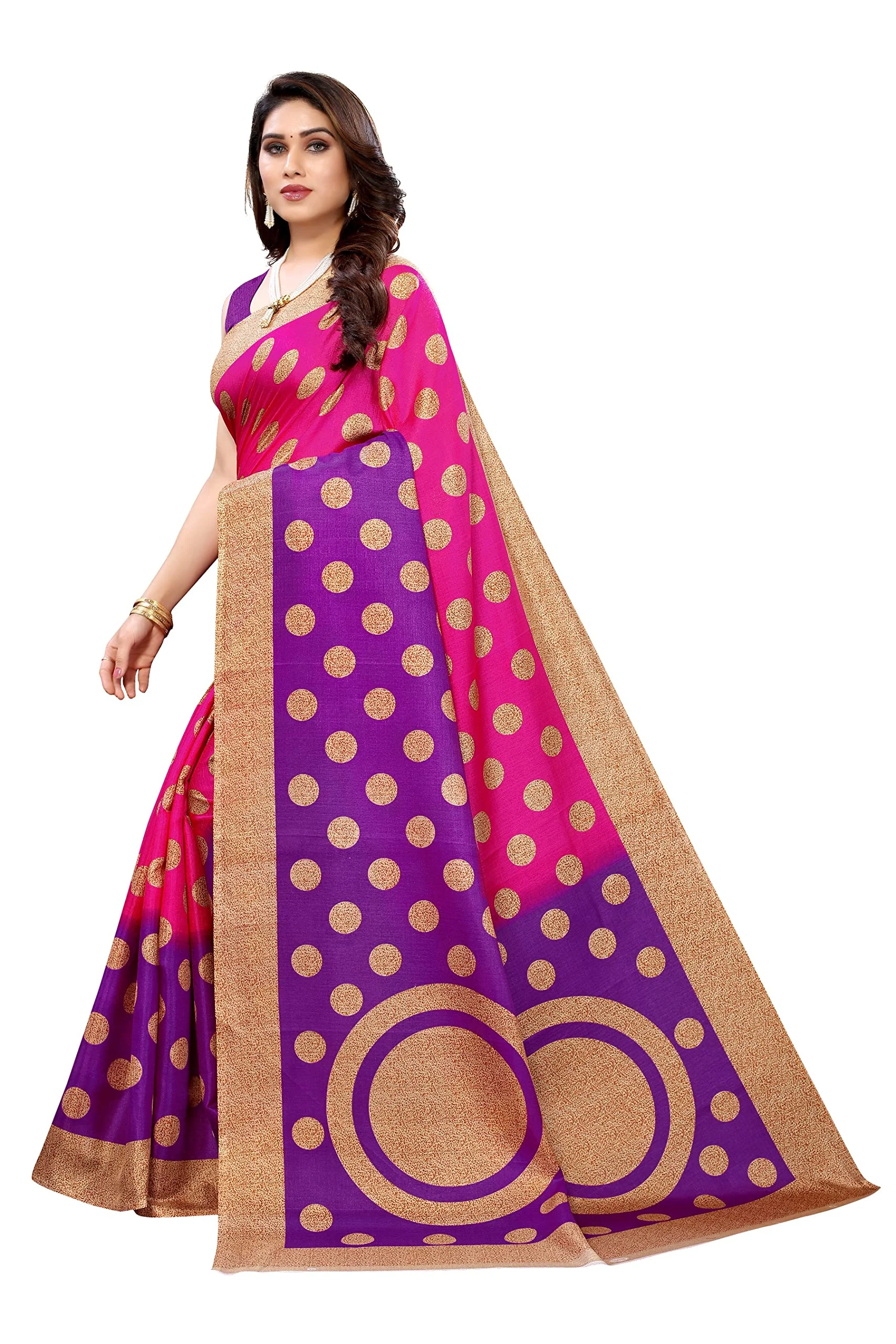 Tarshika Women's Art Silk Printed Saree With Blouse Piece(KORA PINK_Free Size) - image 4