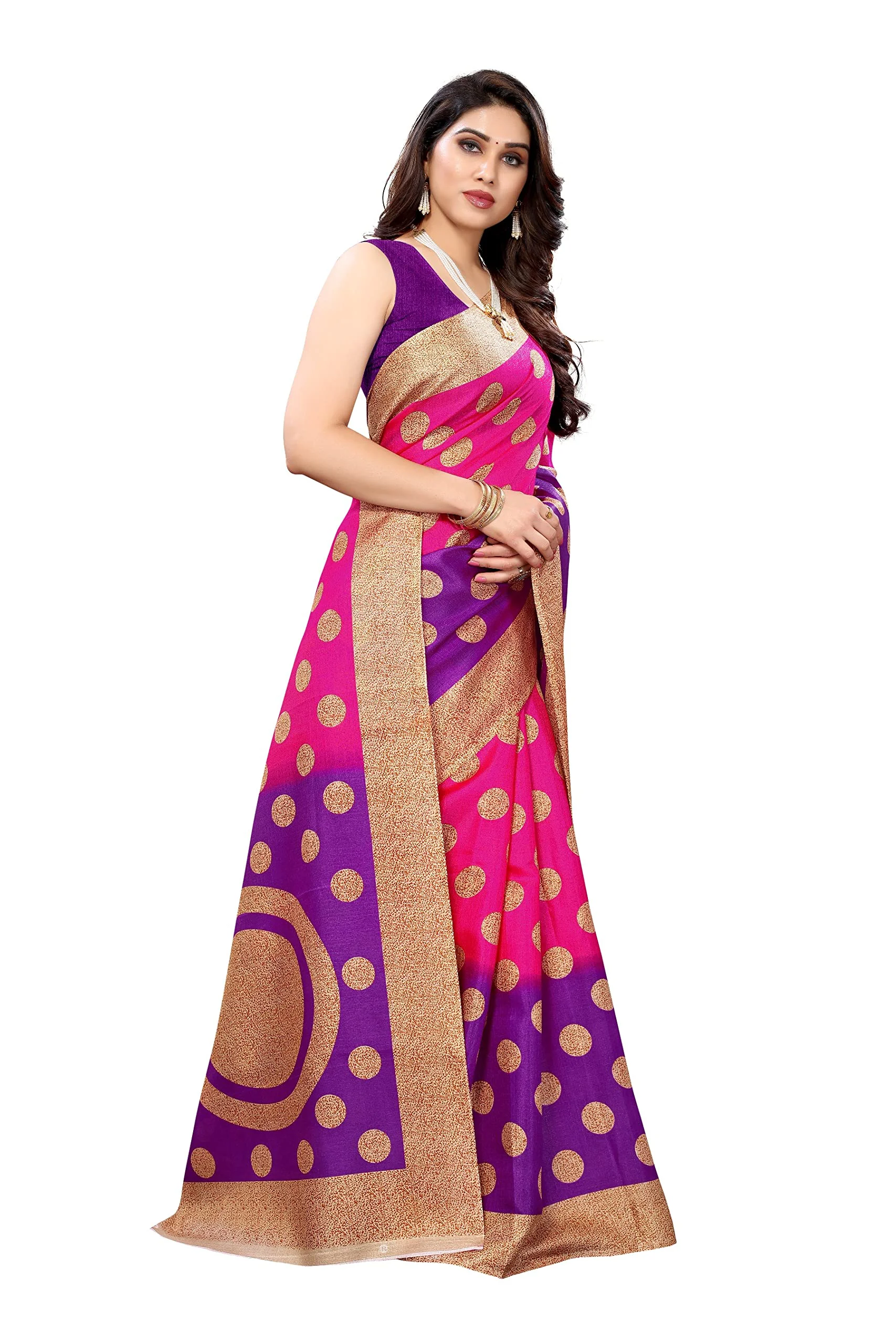 Tarshika Women's Art Silk Printed Saree With Blouse Piece(KORA PINK_Free Size) - image 5