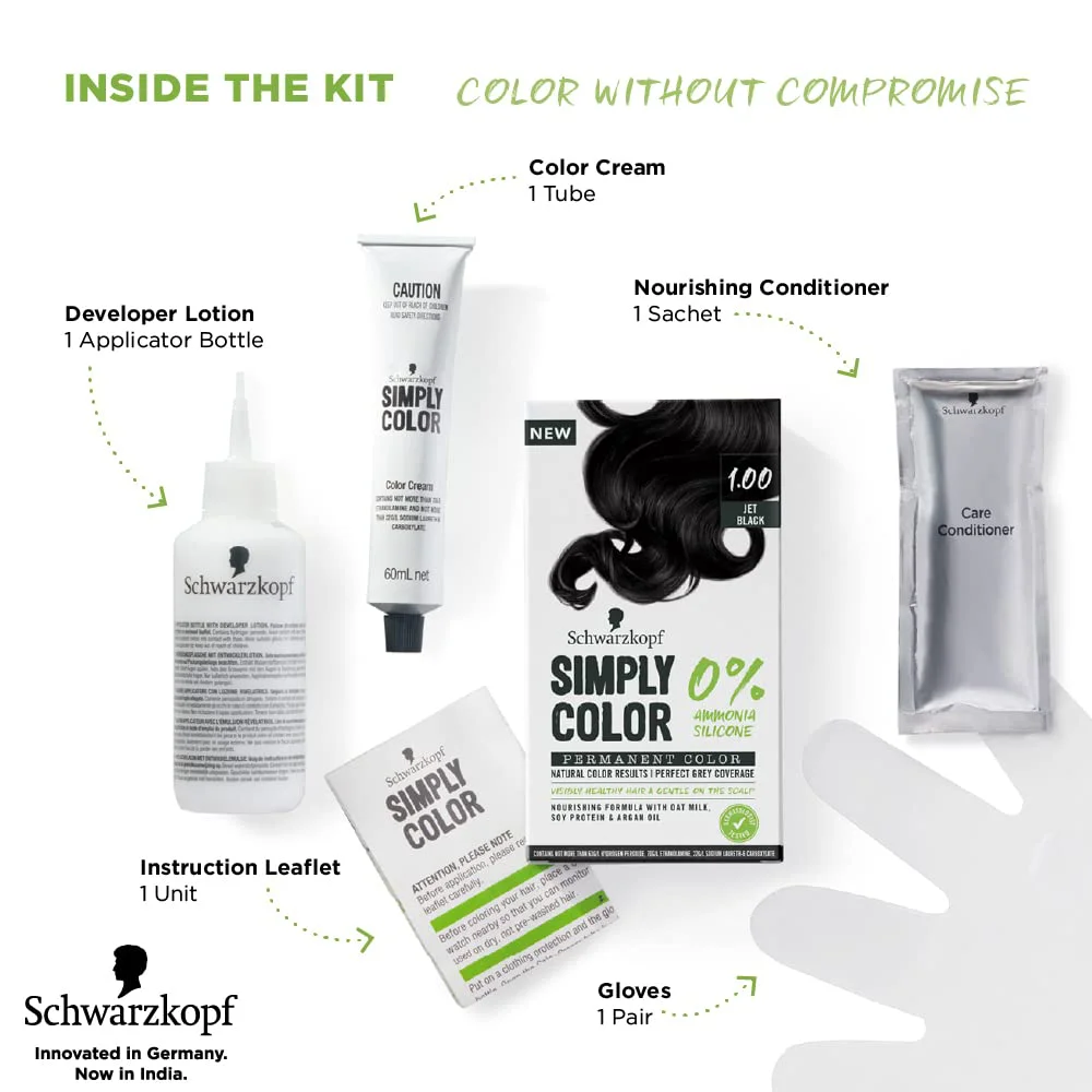 Schwarzkopf Simply Color Permanent Hair Colour 1.00 Jet Black - image 4