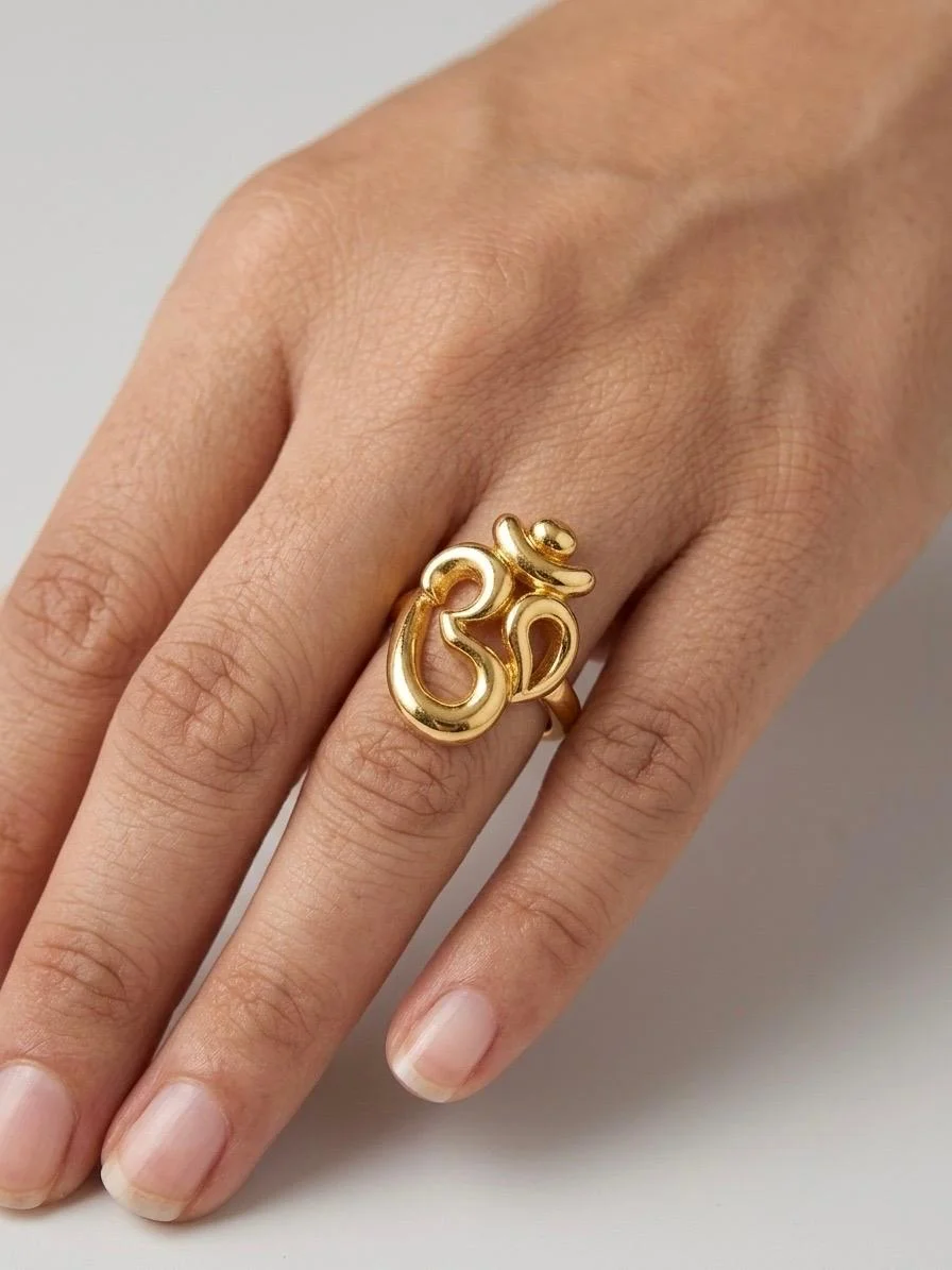 Gold Om (ॐ) Adjustable Spiritual Ring