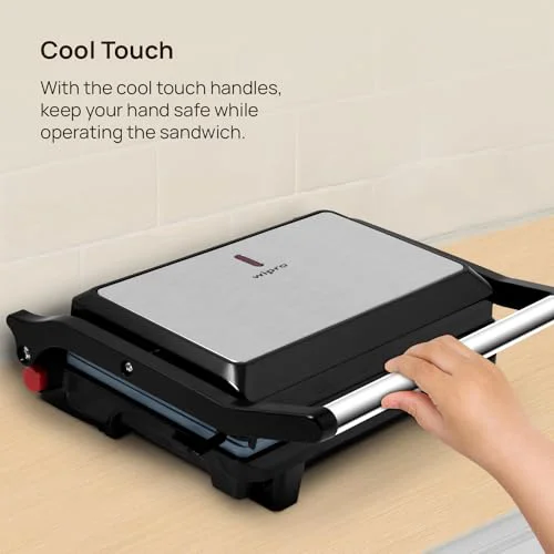 Wipro Elato BS202 1000 Watt Ceramic Grill Sandwich Maker, Scratch Resistant, 180° Open Sandwich Griller, Auto Cutoff, Non Toxic BPA, PTFE & PFOA Free, 2 Year Warranty, Regular Bread Size for 2 Slices - image 4