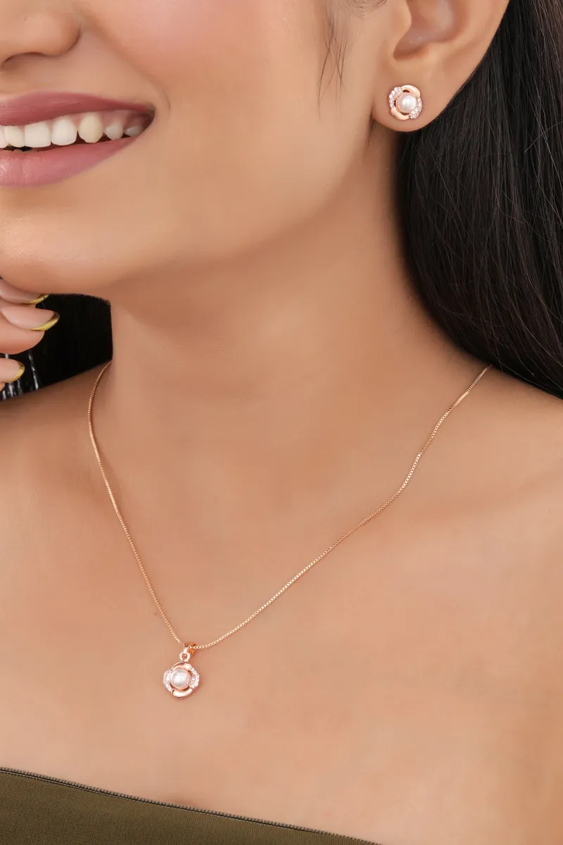 Petite Pearl Halo CZ Pendant Necklace