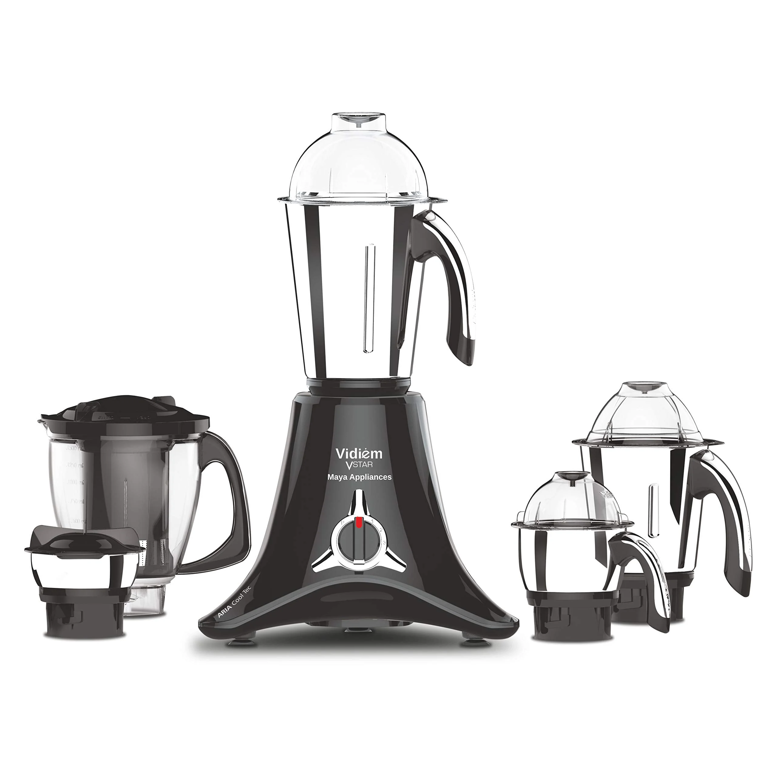 Vidiem Acrylonitrile Butadiene Styrene Mixer Grinder 518 A Vstar Premium 750Watt(Black)With 4 Leakproof Jars&1 Juicer Mixer Grinder|Self-Lock For Wet&Dry Spices,Chutneys&Curries|5 Years Warranty(750) - image 1