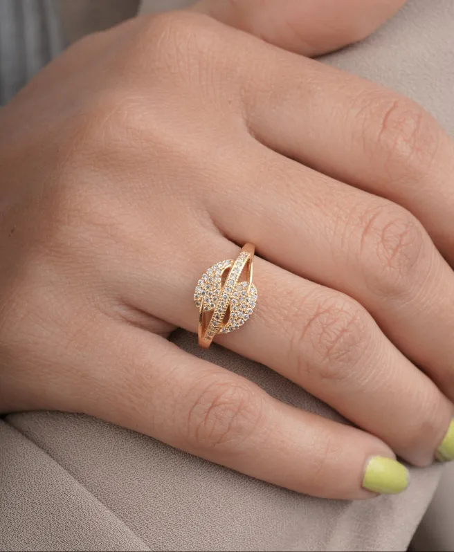 American Diamond Hight Gold Plated Delicate Fancy Ring