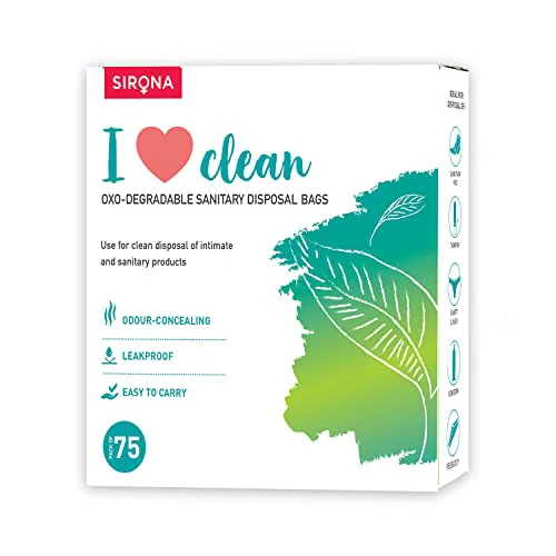 Sirona Sanitary Disposal Bags | 75 Bags | Pad Disposable Bags for Discreet Disposal of Tampons, Condoms, Sanitary Pads, Panty Liner & Personal Hygiene Waste (Green)