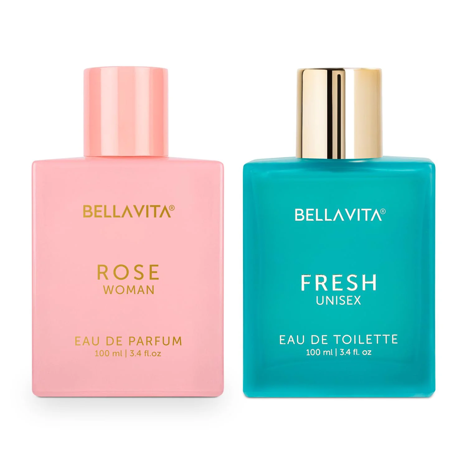 Bella Vita Luxury Men & Women Edt Fresh, Rose Edp Liquid Perfumes Combo, Pack Of 2 Premium Long Lasting Fragrance Scents & W, 100 Ml Each