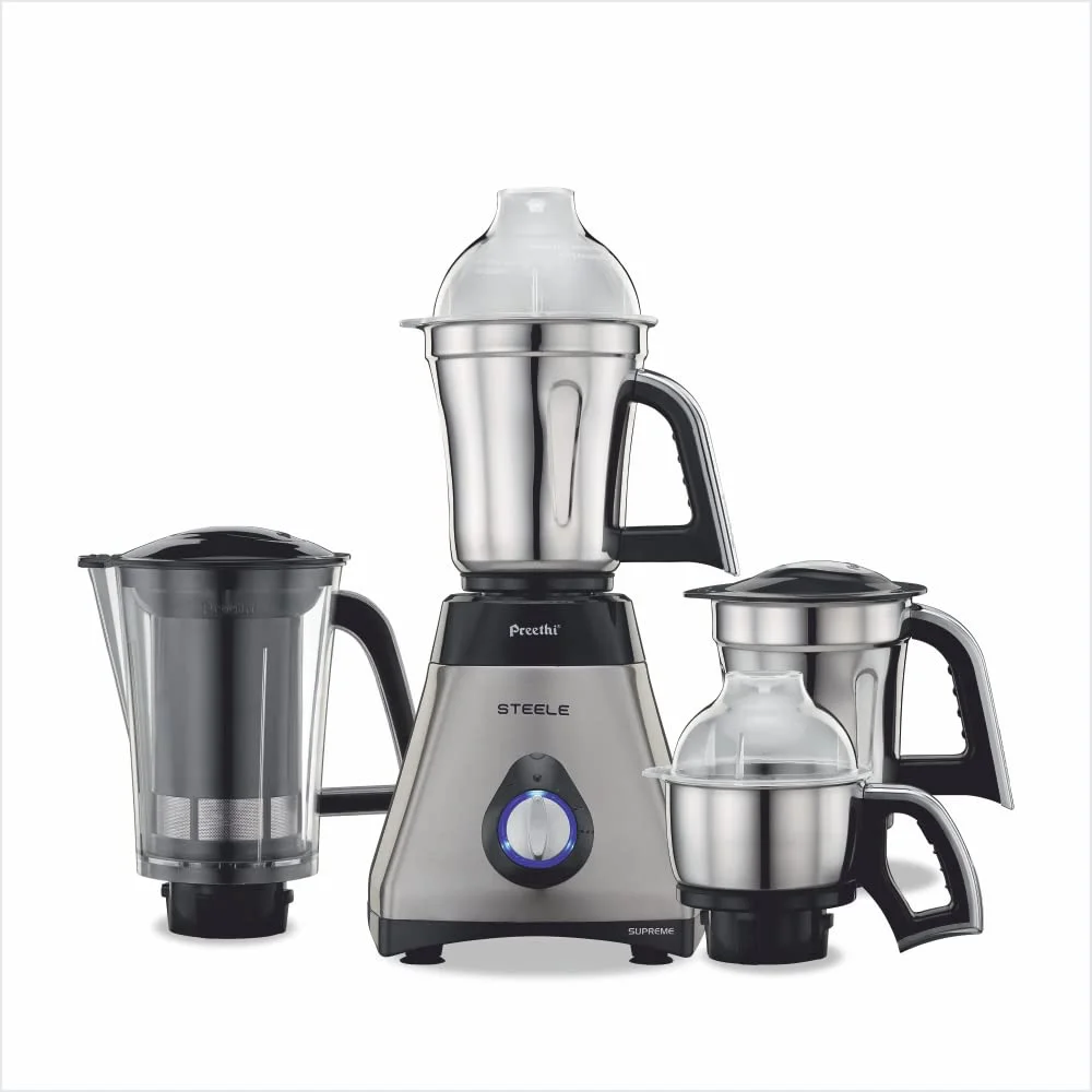Preethi Steel Supreme MG-208 mixer grinder, 750 watt (Silver/ Black), 4 jars - Super Extractor juicer Jar - image 2