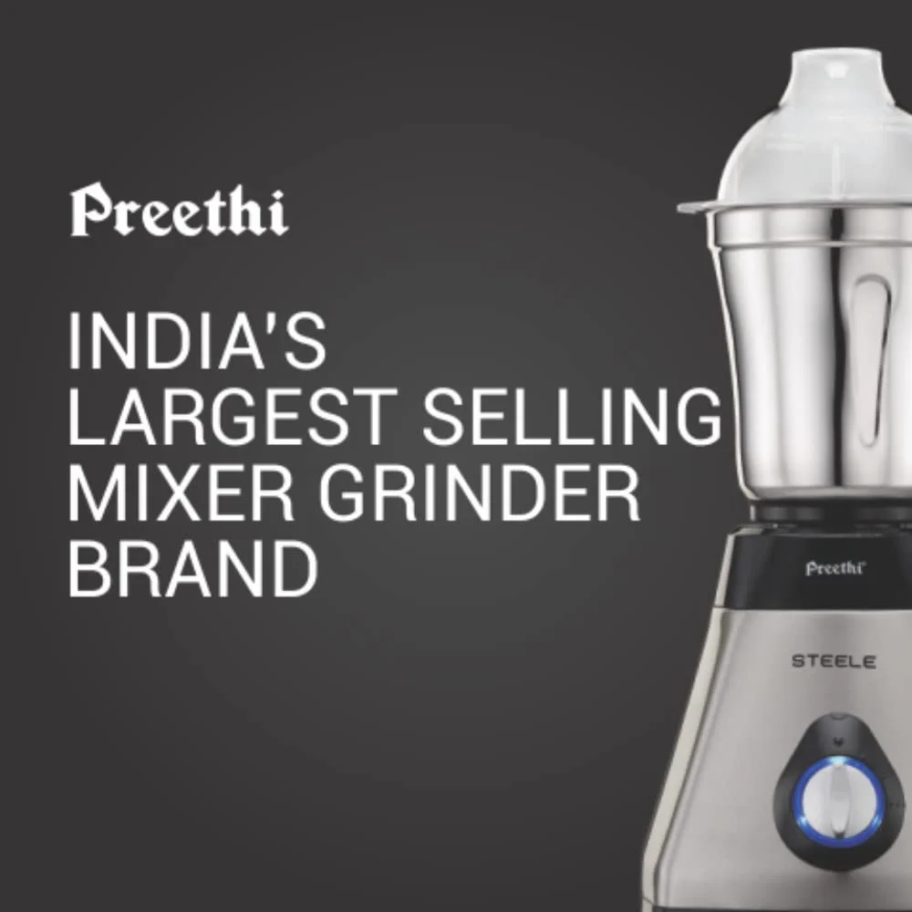 Preethi Steel Supreme MG-208 mixer grinder, 750 watt (Silver/ Black), 4 jars - Super Extractor juicer Jar - image 3