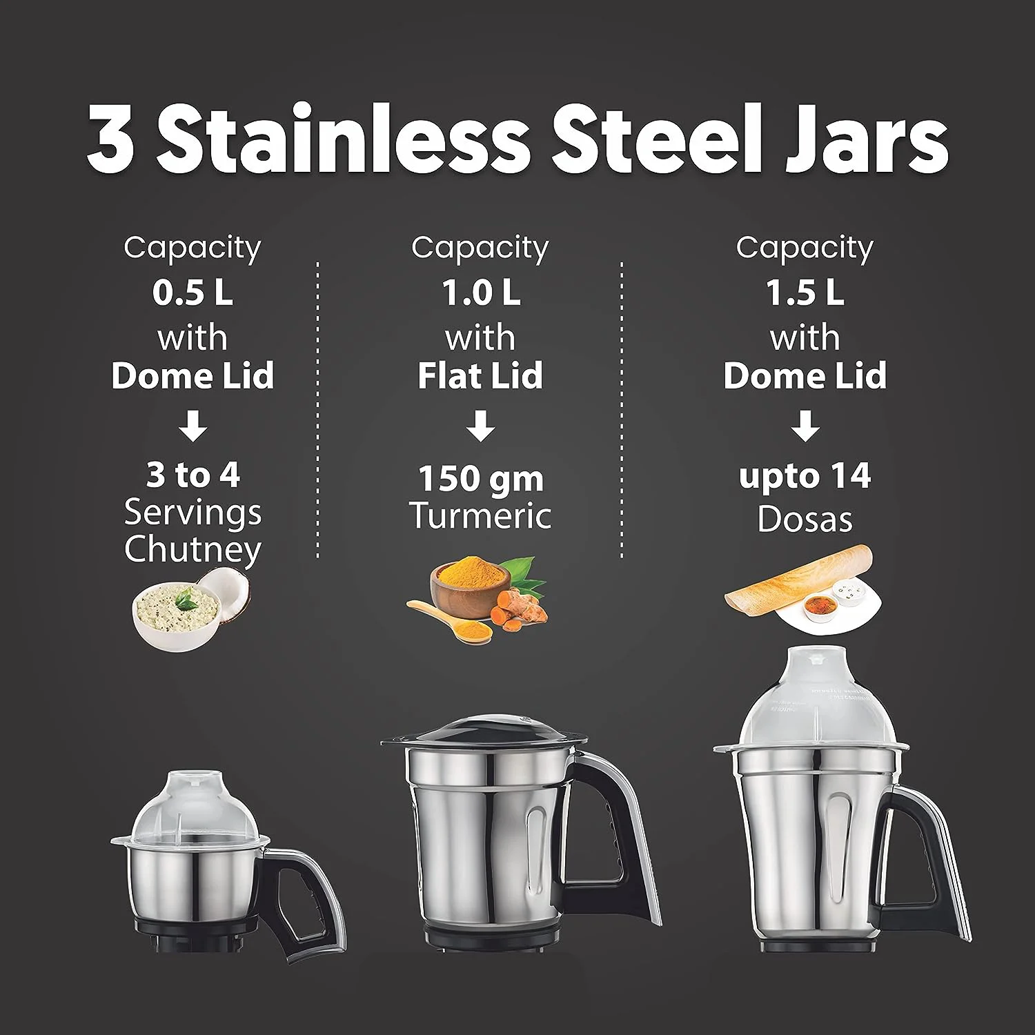Preethi Steel Supreme MG-208 mixer grinder, 750 watt (Silver/ Black), 4 jars - Super Extractor juicer Jar - image 5