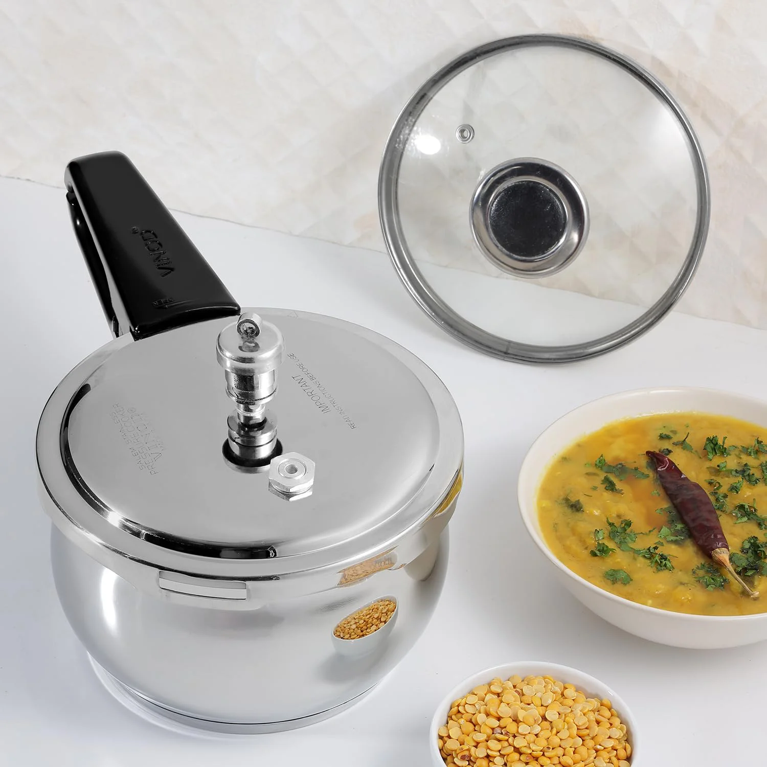 Vinod Splendid Plus Stainless Steel Pressure Cooker Outer Lid 1.5 Litre | SAS Bottom Handi Cooker | Extra Glass Lid | Induction and Gas Base | ISI and CE certified | 2 Years Warranty - image 3