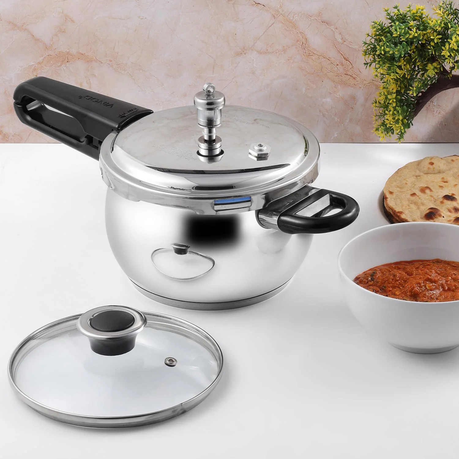 Vinod Splendid Plus Stainless Steel Pressure Cooker Outer Lid 1.5 Litre | SAS Bottom Handi Cooker | Extra Glass Lid | Induction and Gas Base | ISI and CE certified | 2 Years Warranty - image 4
