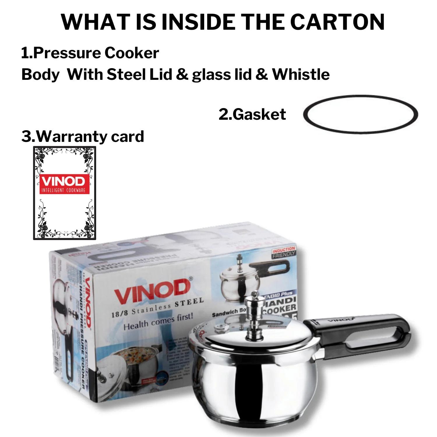 Vinod Splendid Plus Stainless Steel Pressure Cooker Outer Lid 1.5 Litre | SAS Bottom Handi Cooker | Extra Glass Lid | Induction and Gas Base | ISI and CE certified | 2 Years Warranty - image 5