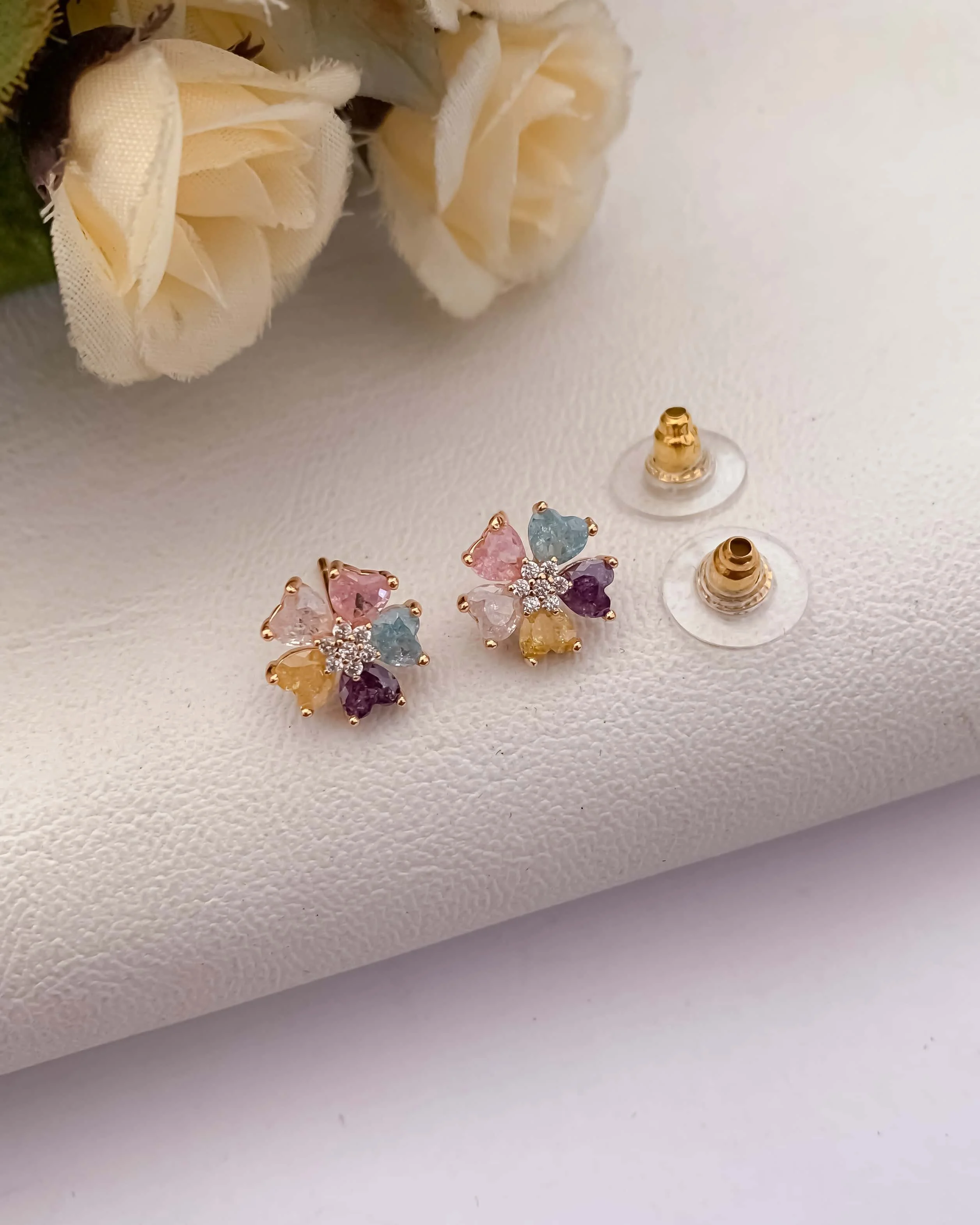 Buy 1 Get 1 Free-American Diamond Multi Color High  Rose Gold Fancy Earrings