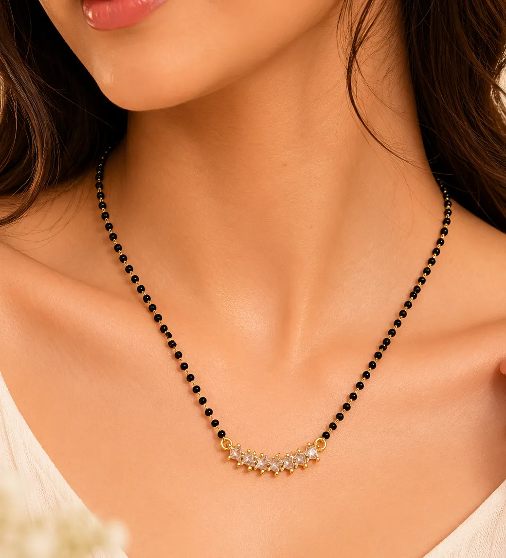 Buy 1 Get 1 Free - Crystal Curve Mangalsutra Necklace