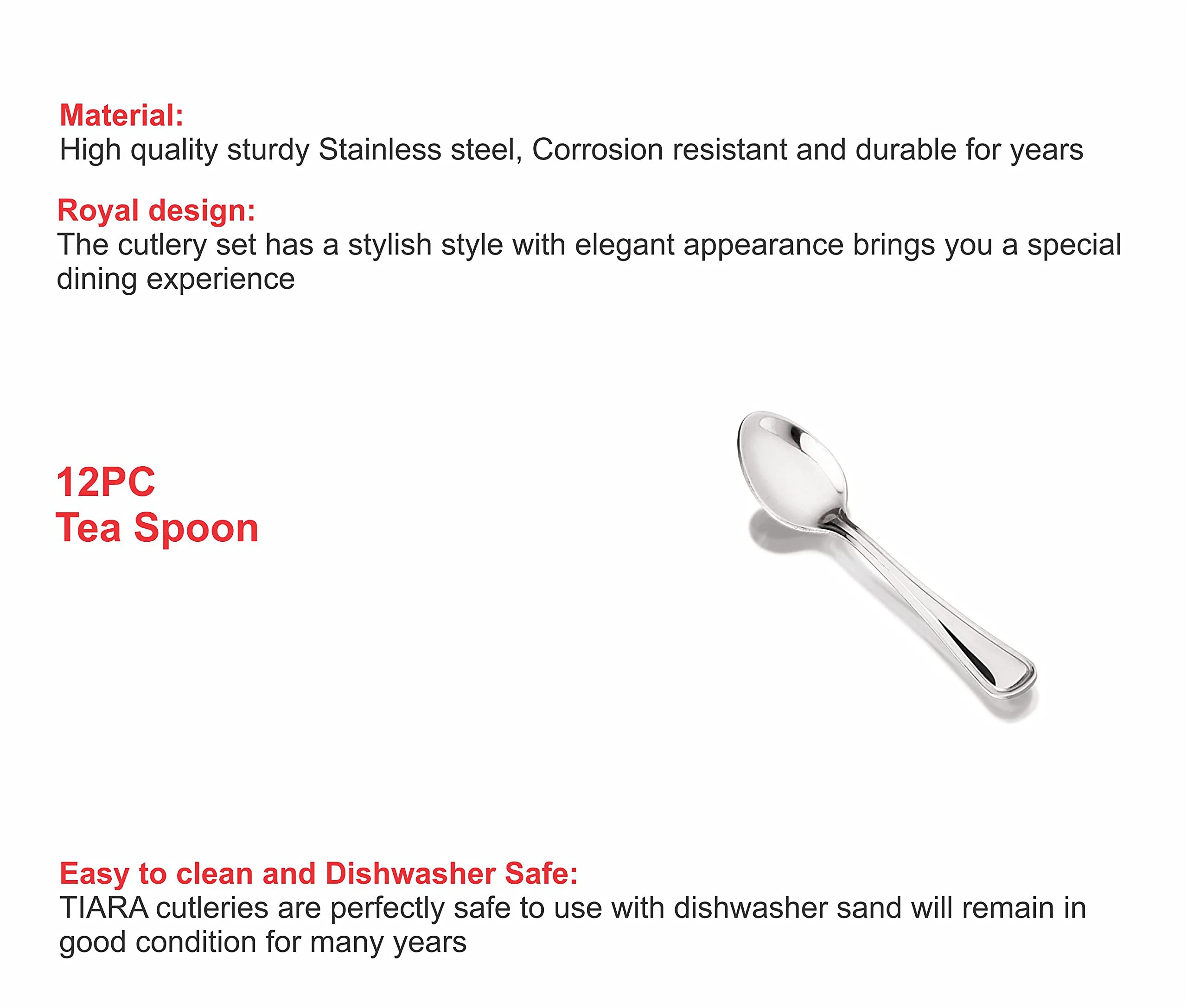 TIARA - Royal 12Pc Tea Spoon Stainless Steel Cutlery Set - image 3
