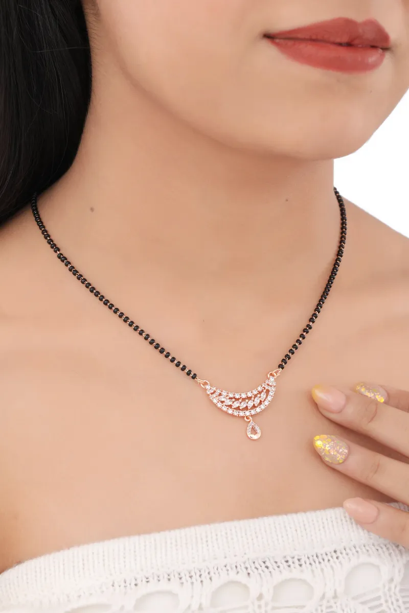 Buy 1 Get 1 Free -Elegant CZ Curve Drop Mangalsutra