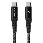 Ambrane Fast 100W Output Cable with Type-C to Type-C for Mobile, Laptop, Macbook & Table Charging, 480mbps Data Sync Speed, Braided Cable, 1.5m Length (ABCC-100, Black-Grey)