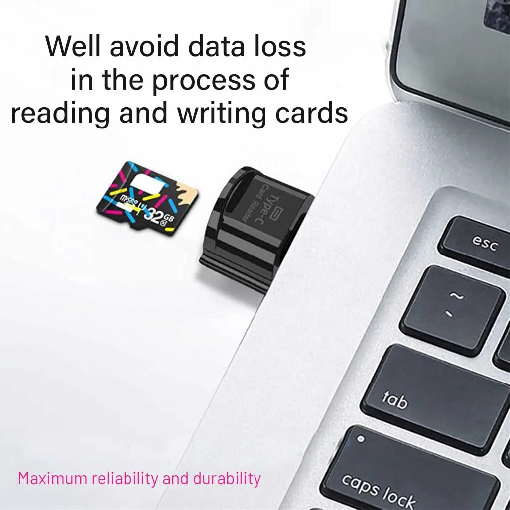 Verilux® Micro SD Card Reader Mini Type C Card Reader TF Card Reader with Keychain USB C to Micro SD SDHC SDXC OTG Memory Card Reader Compatible with Laptops, MacBook, Samsung Galaxy Note 20 S20 - image 2