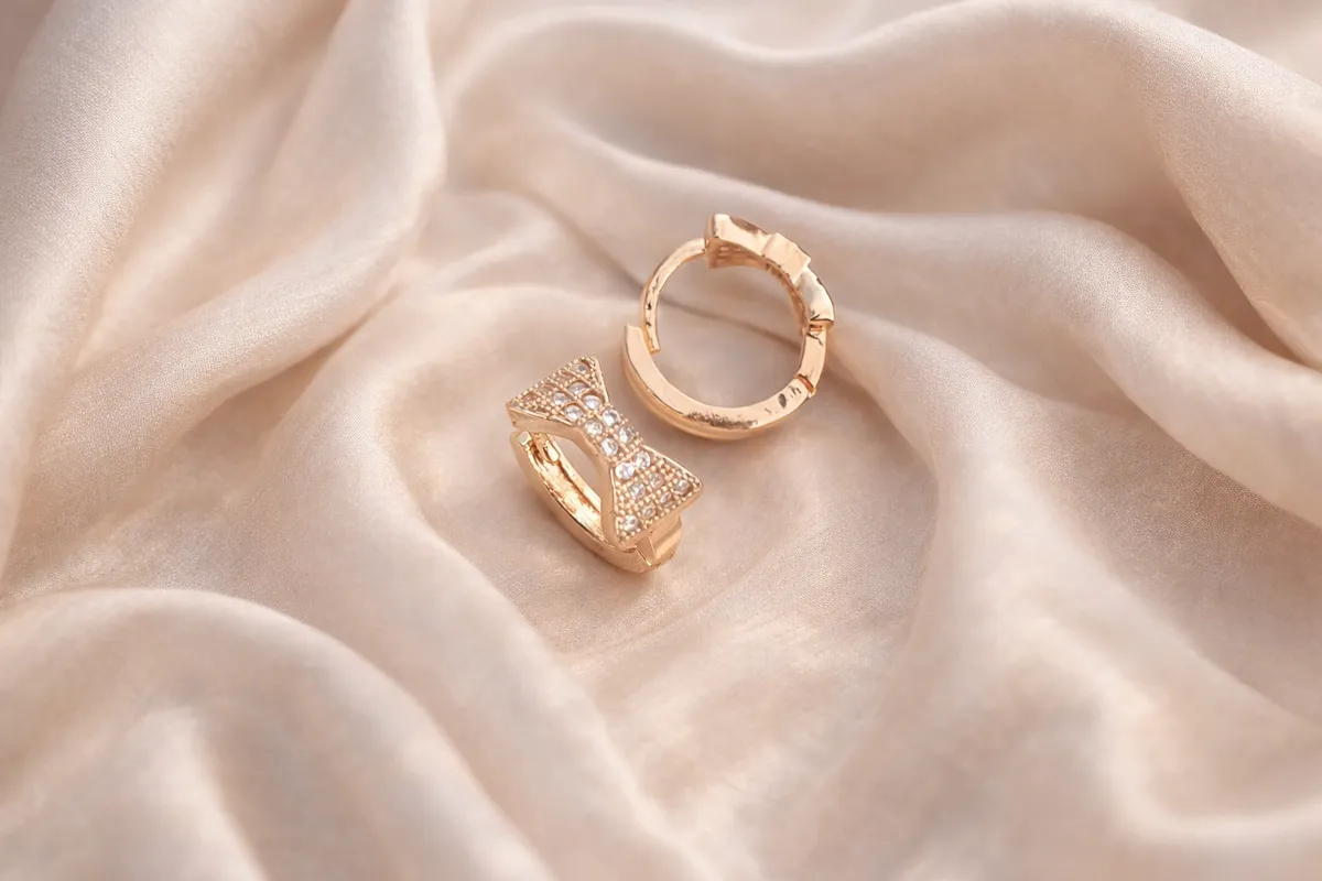 Buy 1 Get 1 Free -American Diamond Rose Gold Fancy Baali Earrings