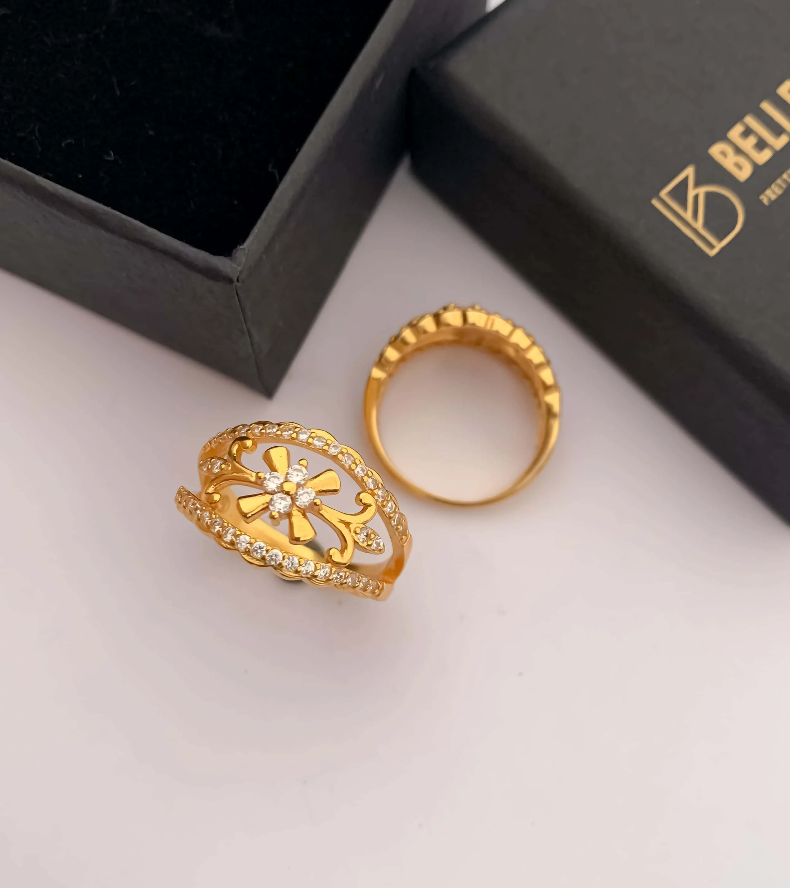 American Diamond high gold Plated delicate ring.