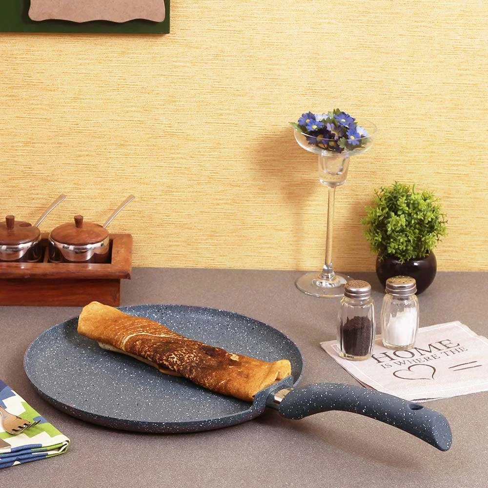 Wonderchef Granite Forged Non-Stick and PFOA-Free Aluminium Indian Cooking Dosa Tawa Crepe Pan, 24 cm Pan, Grey - image 1