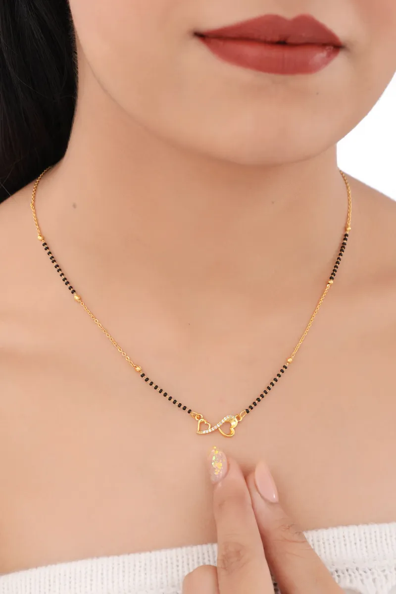 Buy 1 Get 1 Free -Dual Heart Minimal Mangalsutra Necklace