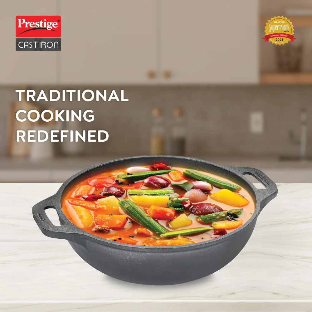 Prestige Cast Iron Kadai, 260 mm (Black) - image 3