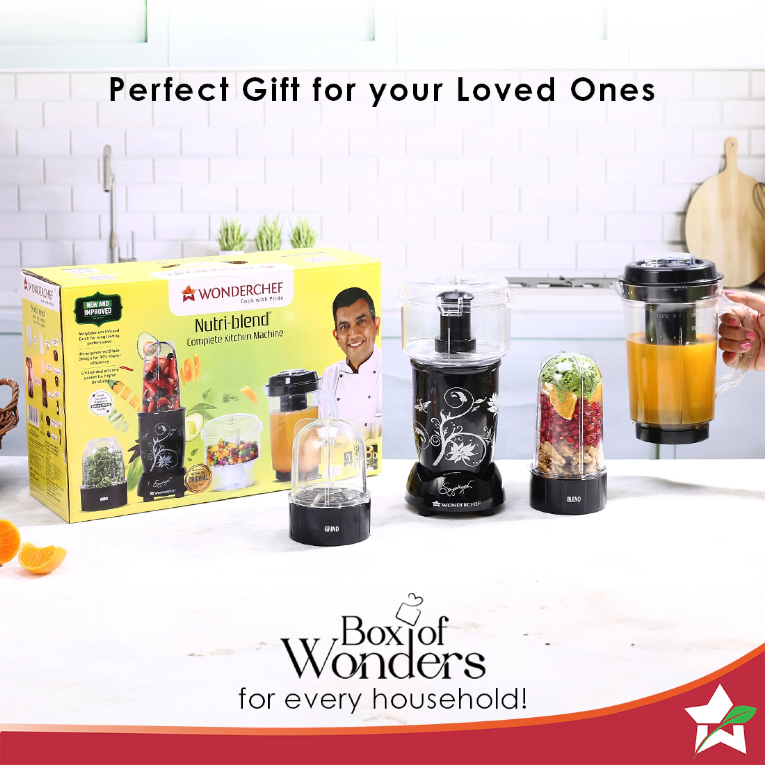 Wonderchef Nutri-blend Juicer, Mixer, Grinder| 500 watts 100% Full Copper Motor| Complete Kitchen Machine|4 Unbreakable Jars|2 Years Warranty|Recipe Book By Chef Sanjeev Kapoor|Black - image 3