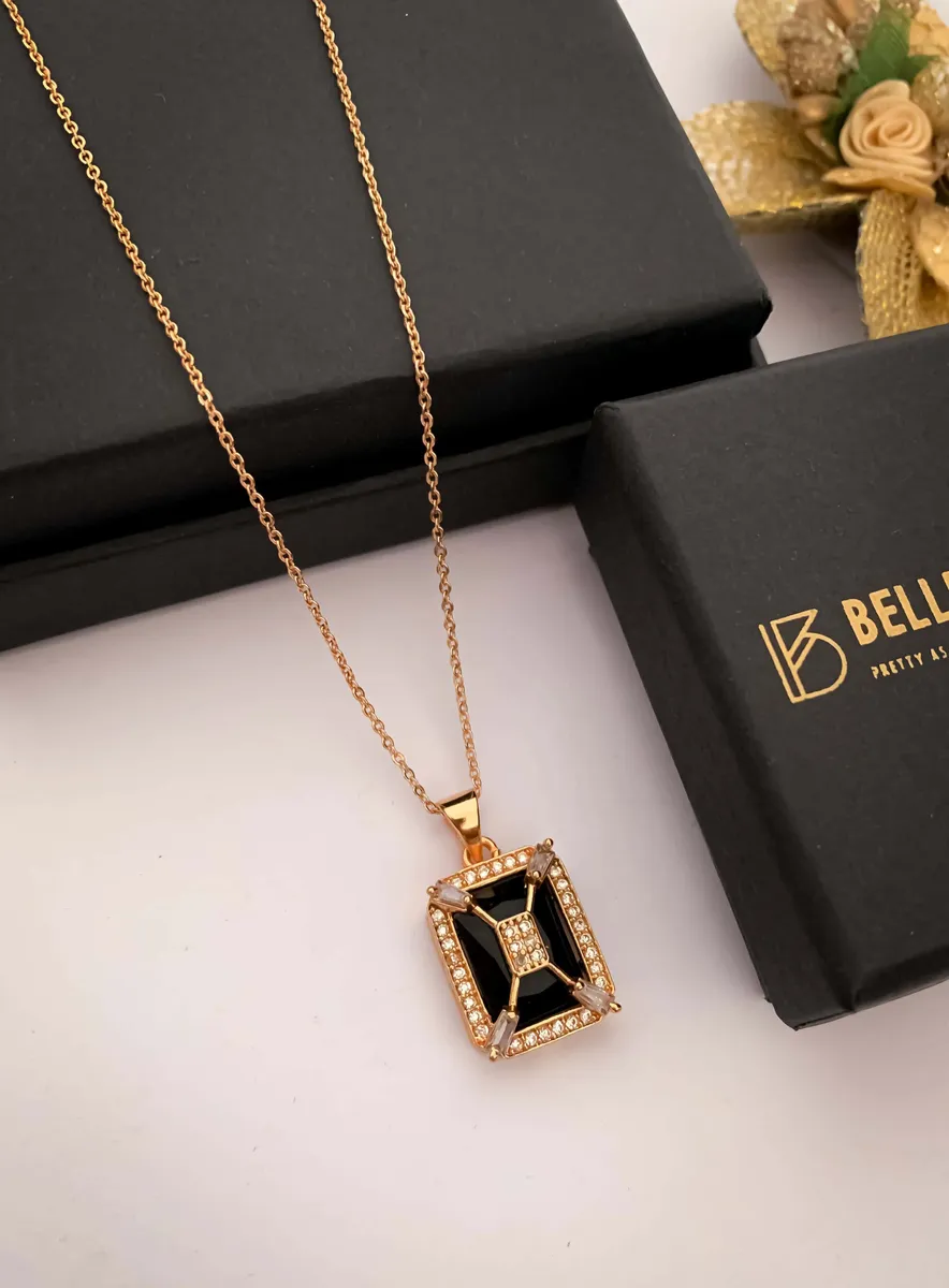 Black Square CZ Statement Pendant