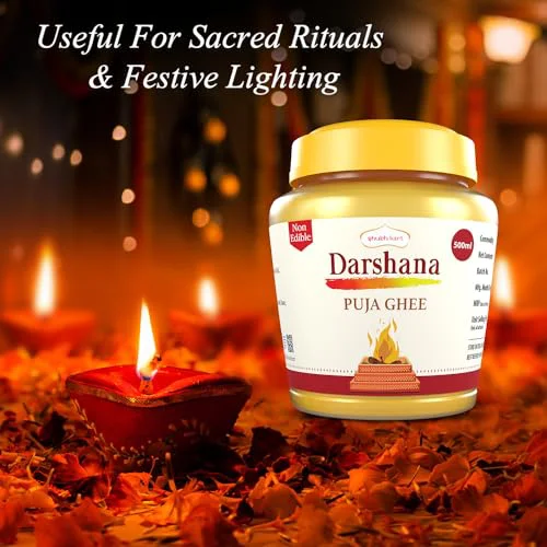 Shubhkart Darshana Puja Ghee - 500 ML for Daily Puja, Festivals| Puja Deepam Oil (Ghee for Pooja) Puja Ghee for Diya or lamp and Wicks or Batti | Rich in Aroma - 500ml Jar Pack | Non-Edible - image 3