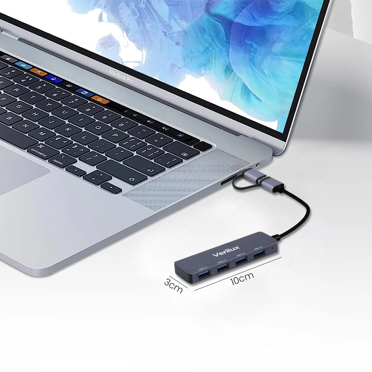 Verilux® USB Hub 3.0 for PC Type C Hub 4 in 1 High Speed 3.0 Multi USB Port for Laptop 5Gbs Transfer Speed USB Extender Multiple USB Connector for MacBook Air/Pro M1/M2, iPad Pro, Dell, Samsung Galaxy - image 4