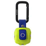Airtag Premium Leather Key Ring Holder Case Cover Compatible with Apple Airtag, Comes with Metal Carabiner & Transparent AirTag Protective Film (1- Pack, Light Yellow and Blue) (AirTag Not Included)