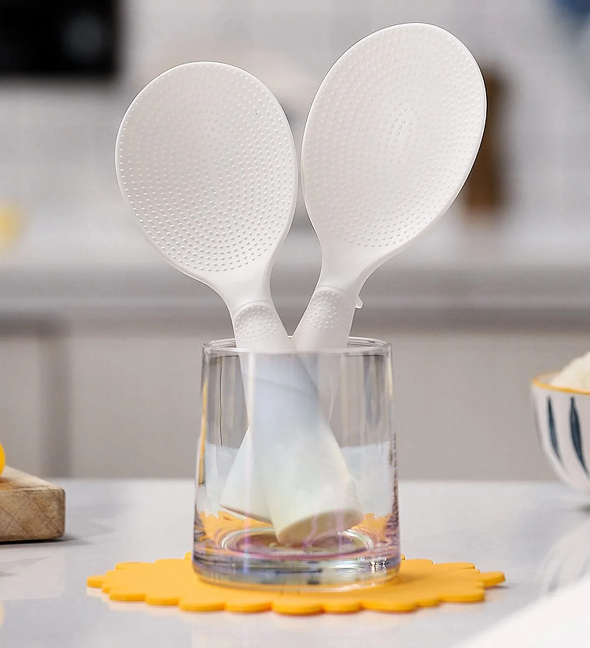 Wolpin 1 Pc Non Stick Rice Serving Spoon & Cooking Spoon for Kitchen, Kitchen Tools Spatula (Plastic), 20.5 x 7 cm - image 3