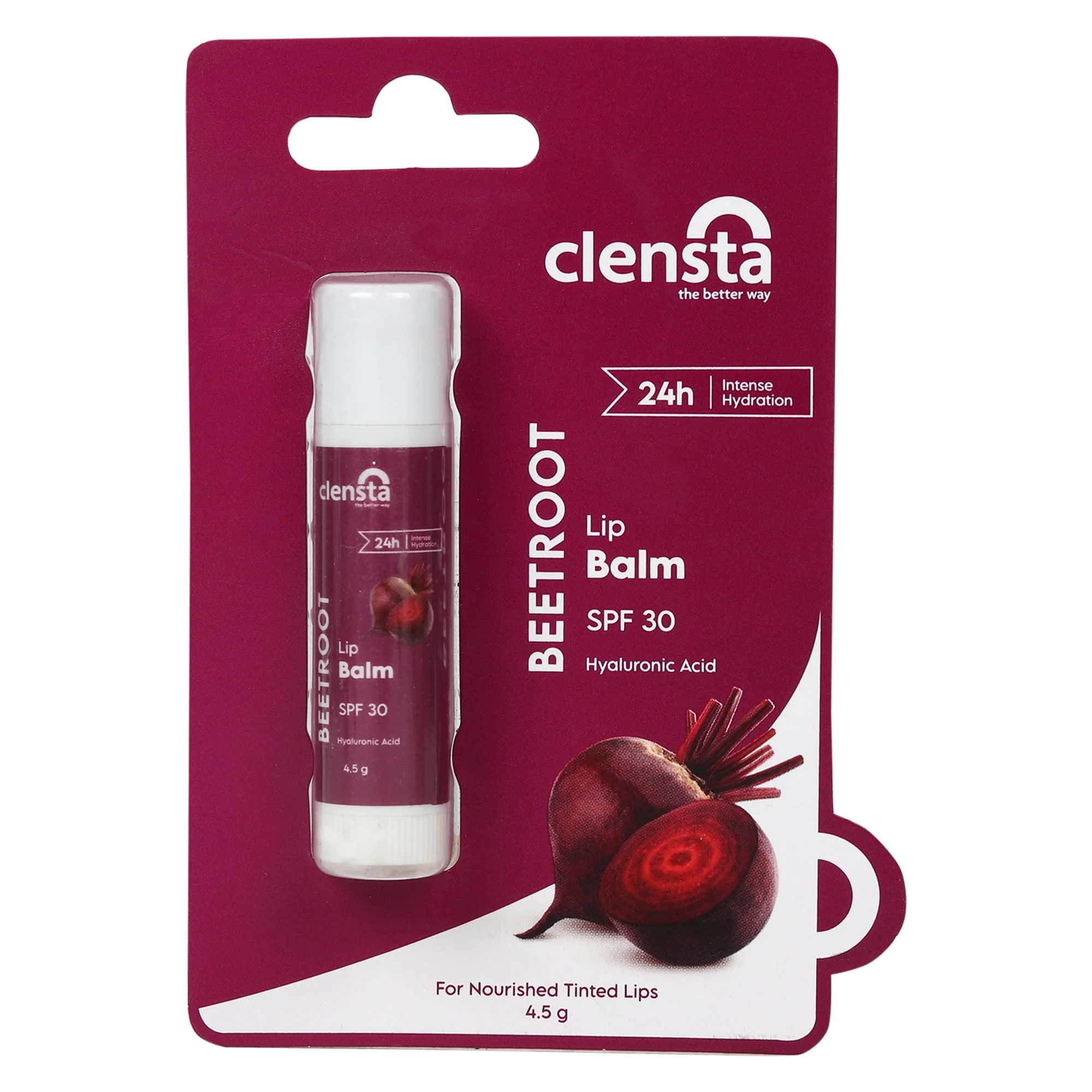 Clensta Beetroot Lip Balm With Hyaluronic Acid Spf 30 With Beetroot & Hyaluronic Acid For Moisture, Hydrates & Lightens Dark Lips For Women & Men 5gm - image 2