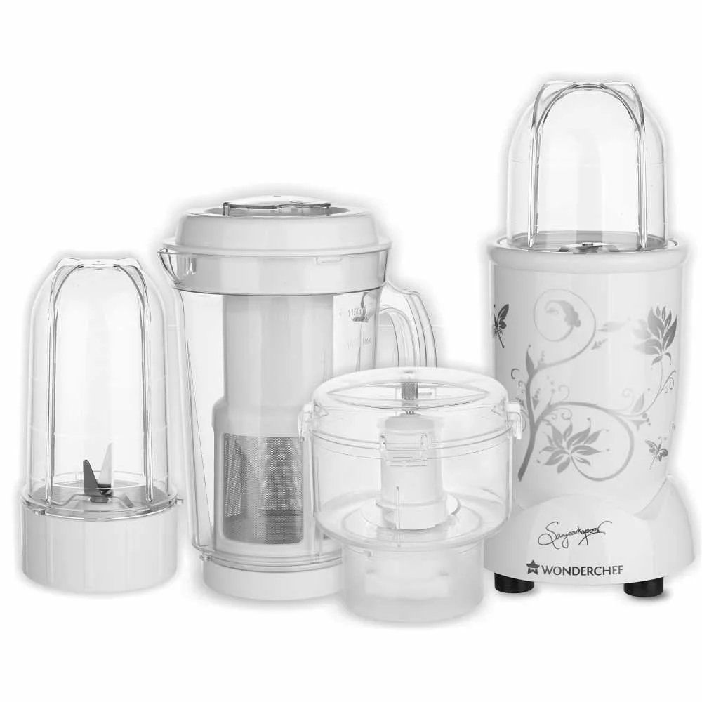 Wonderchef Nutri-Blend Juicer, Mixer, Grinder & Chopper|400W 100% Full Copper Motor|Complete Kitchen Machine|4 Unbreakable Jars|2 Years Warranty|Recipe Book by Chef Sanjeev Kapoor|White - image 1