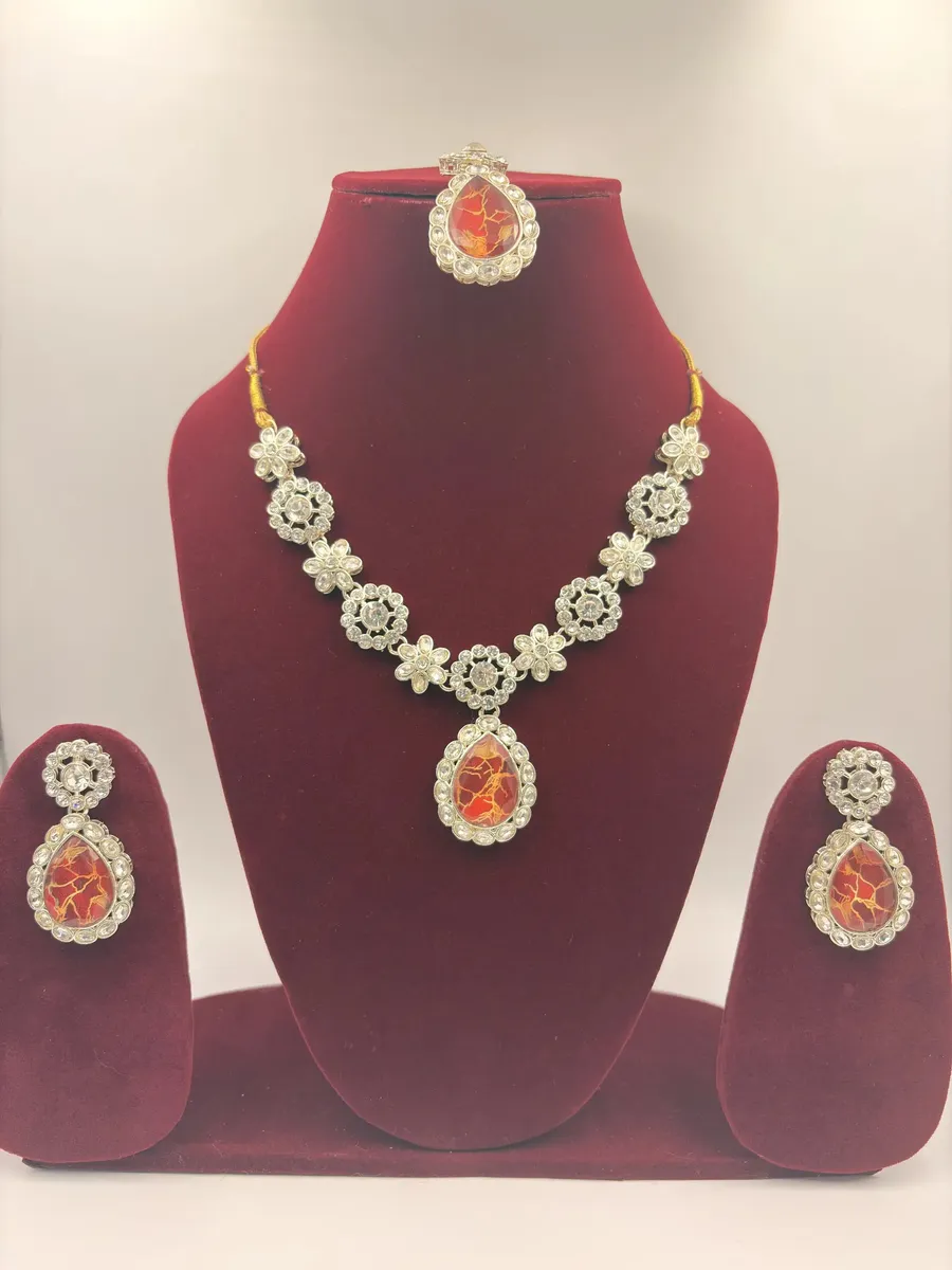 Raktima Pushp Necklace Set – 4-Piece Bridal Artificial Jewellery