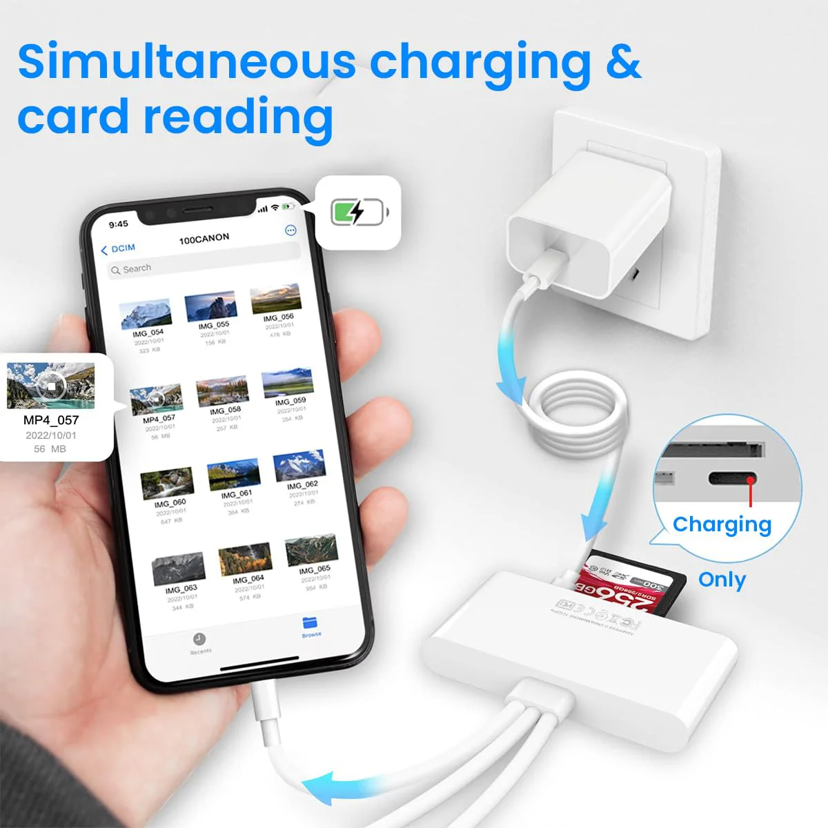 Verilux® Card Reader 5 in 1 SD Card Reader Micro SD Card Reader with Light-ning Port and 2 USB3.0 Ports Memory Card Reader Support Charging and High Speed Transfer for iPhone, iPad, PC, Laptop - image 5