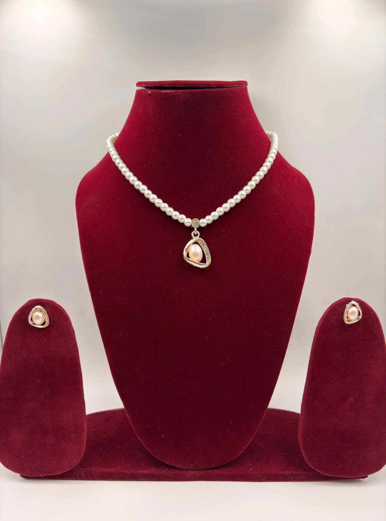 Elegant Pearl Drop Pendant Necklace Set – Artificial Jewellery for Women