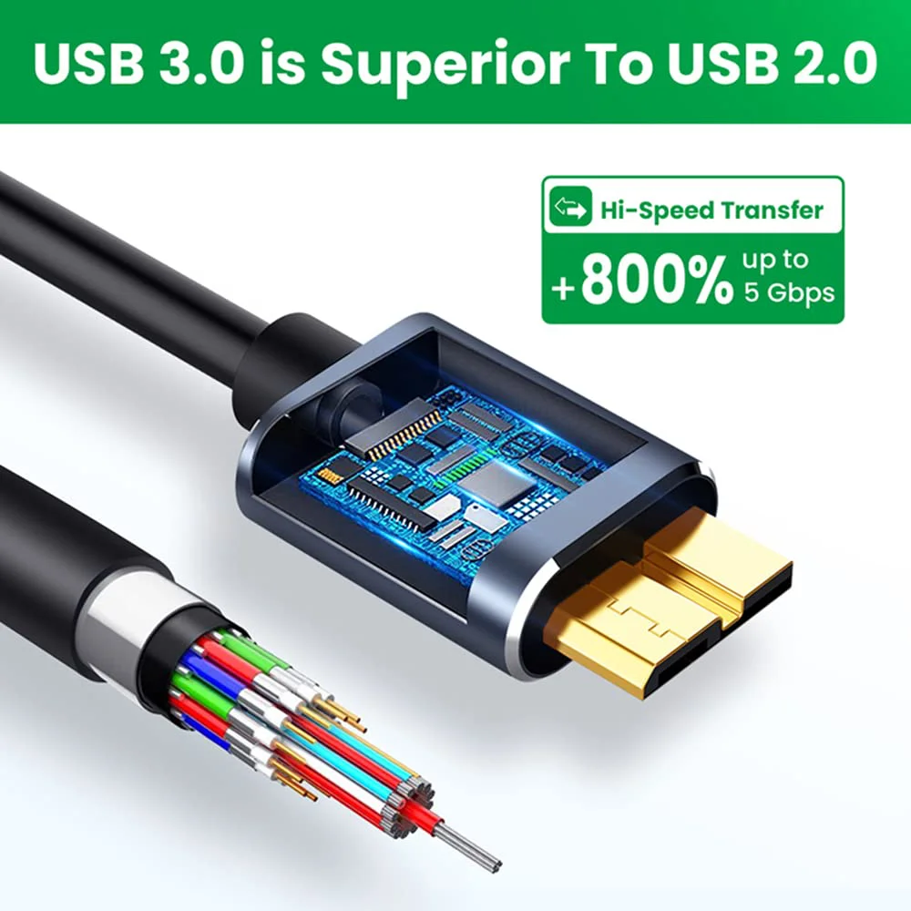 Verilux USB Type C to Micro B 3.0 Cable,0.5m/ 5Gbps External Hard Drive Cable Compatible with MacBook Pro/Air, Toshiba, WD External Hard Drive, Galaxy S8/S9/S10/S10+, My Passport Elements, Grey - image 5