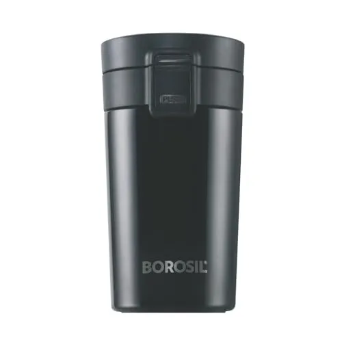 Borosil Coffeemate Insulated Mug, Vacuum Insulated Travel Coffee Mug with Lid, 8 Hours Hot and 14 Hours Cold, 300 ml (Stainless Steel)