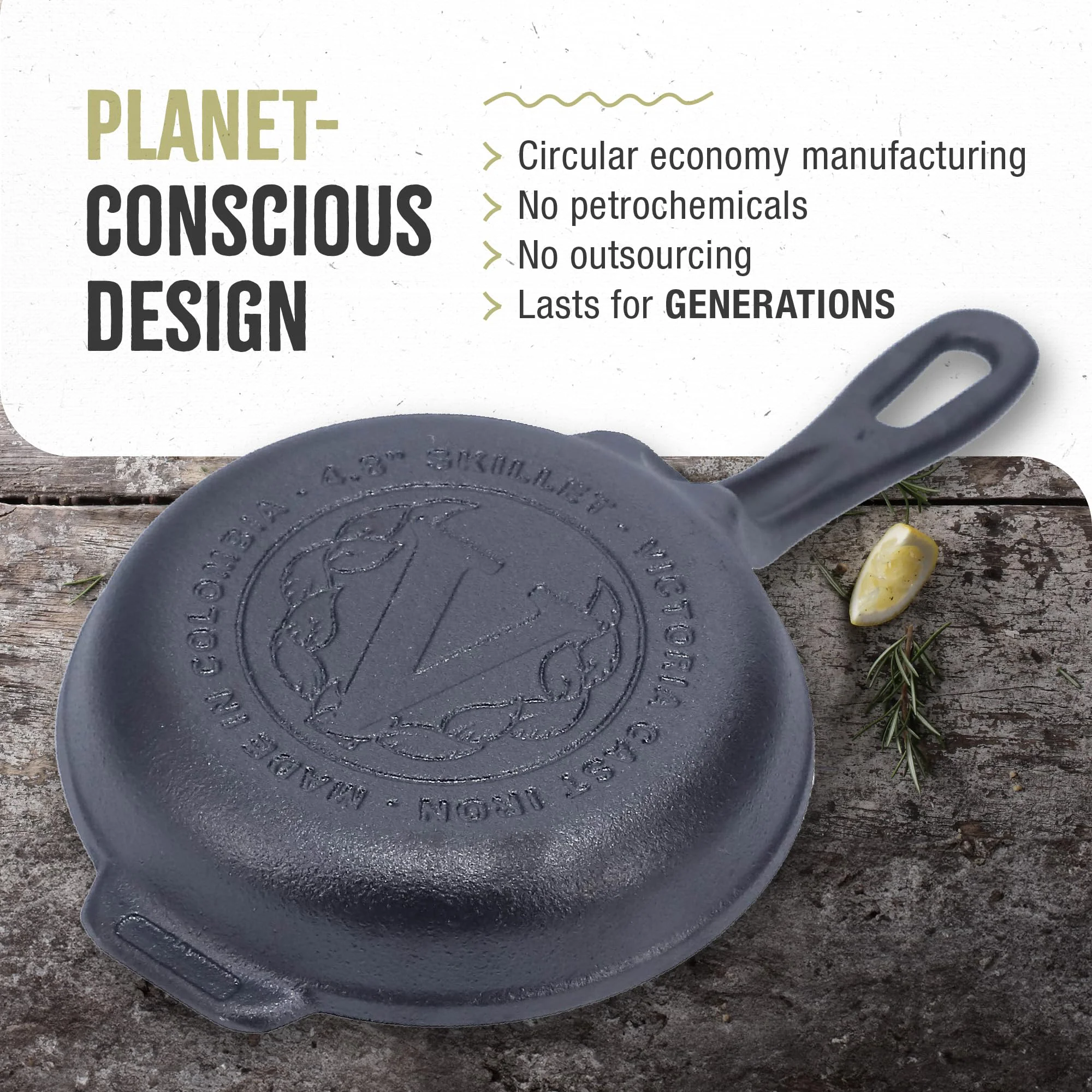Victoria Mini Skillet Cast Iron Small Frying Pan Seasoned with 100% Kosher Certified Non-GMO Flaxseed Oil, 4.7", Black - image 4