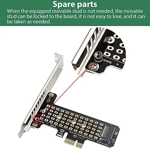 Verilux® NVMe Adapter, M.2 PCIE 4.0 x1 Adapter, M.2 NVME to PCIE 4.0 Adapter Card for M.2 (M Key) 2230, 2242, 2260, 2280 Size M.2 NVME SSD, Support PCIe x1 x4 x8 x16 Slot, Adapter Graphic Card - image 3