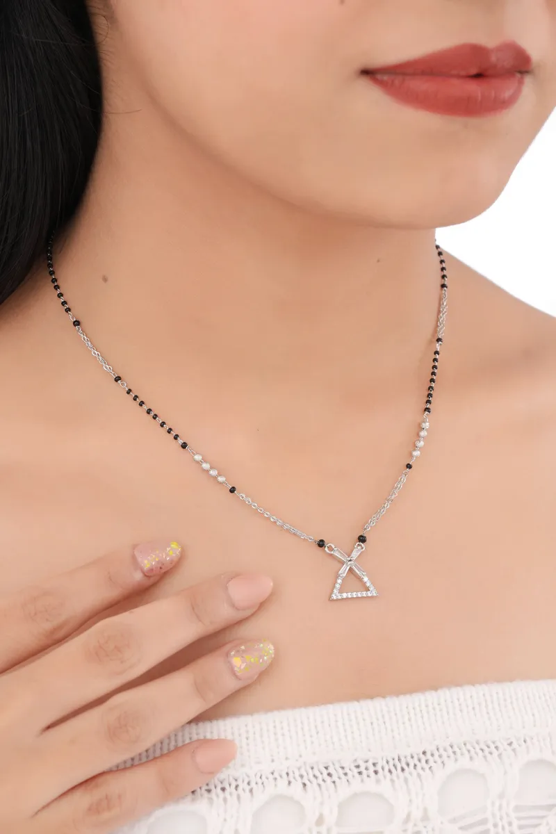 Buy 1 Get 1 Free- Minimal Triangle Pendant Silver Mangalsutra