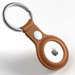 Riggear Premium Leather Key Ring Holder Case Cover Compatible with Apple Airtag (Brown)