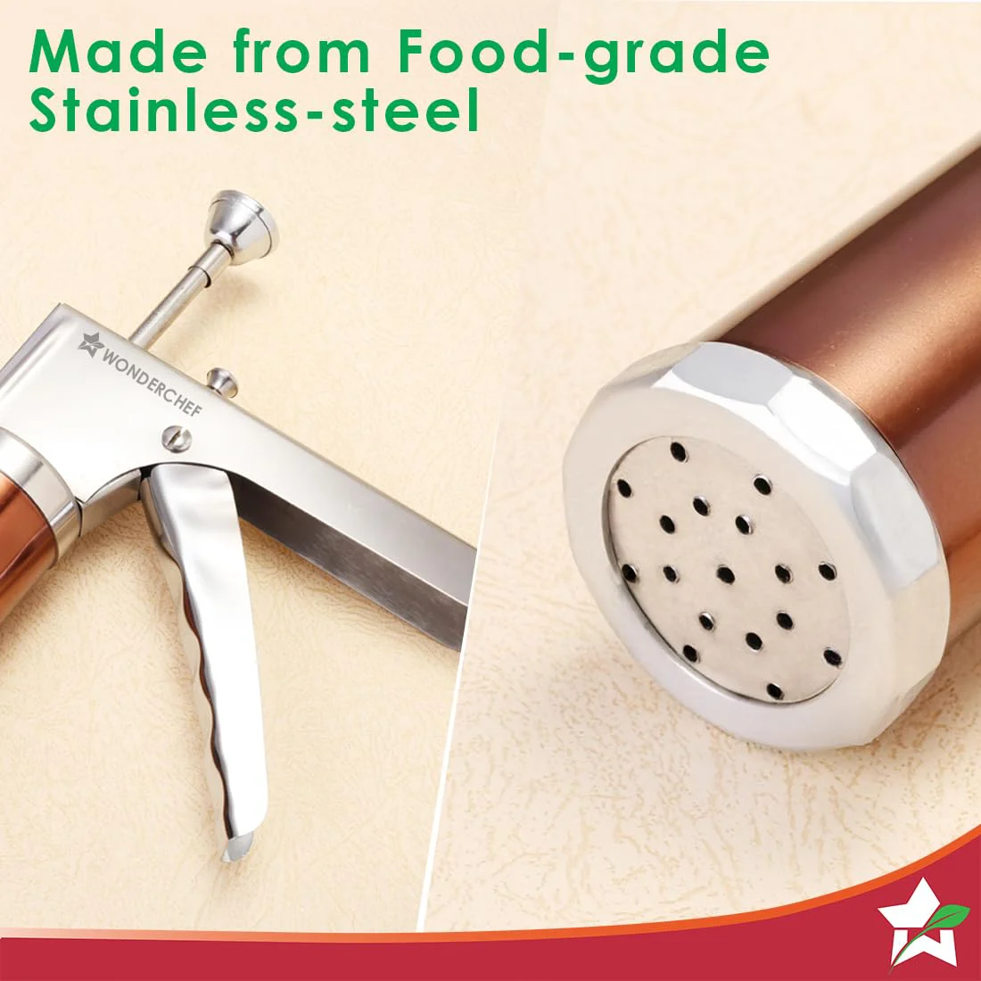 Wonderchef Snacks Maker with 12 Different jalis, Stainless Steel Plates for Making Sev, Bhujiya, Papdi, Gathiya, Murukku, Chakli, Kitchen Tool for Making Namkeen Snacks, Farsan Maker - image 4