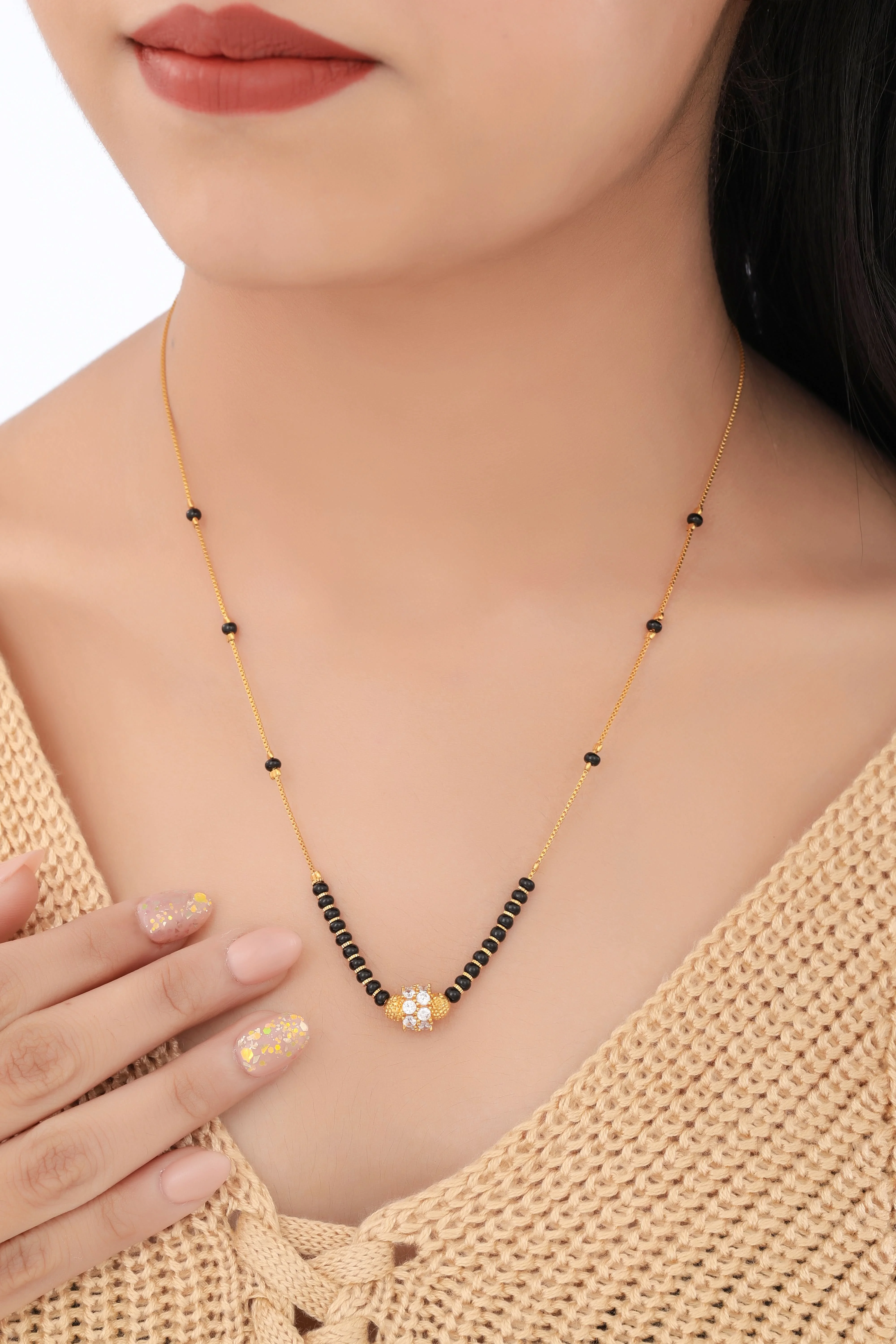 Buy 1 Get 1 Free - Crystal Bead Solitaire Mangalsutra