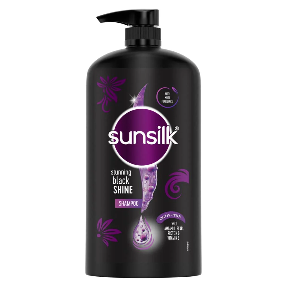 Sunsilk Stunning Black Shine Shampoo With Amla + Oil, 1 L / 33.81 fl oz