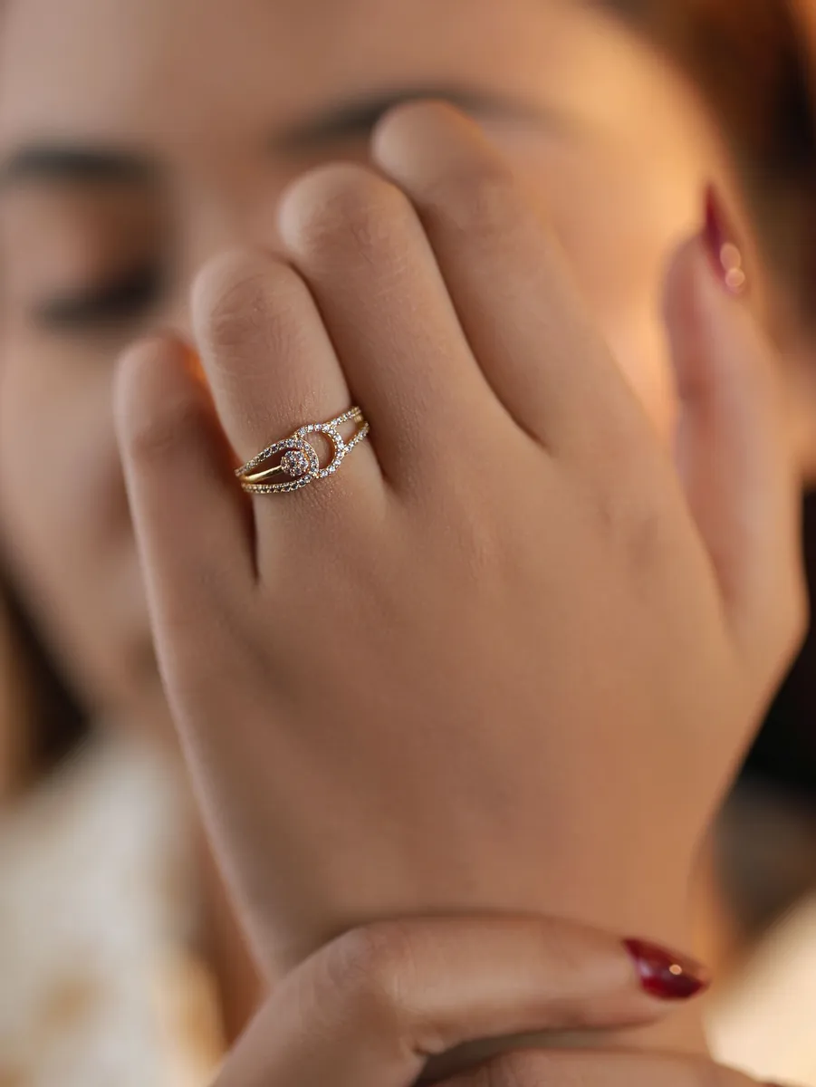 Eternal Spark Ring – American Diamond Dual Band Design